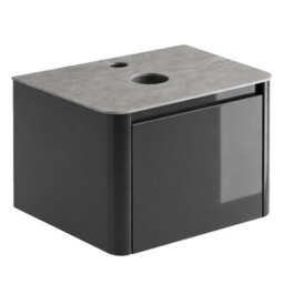 Plum&clay Mayfair Gloss Dark Grey Wall Hung Bathroom Vanity Unit With Grey Marble Countertop (W)750mm (H)406mm - thumbnail 2