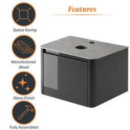 Plum&clay Mayfair Gloss Dark Grey Wall Hung Bathroom Vanity Unit With Grey Marble Countertop (W)750mm (H)406mm - thumbnail 6