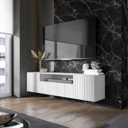 Heze Furniture Elpis 2 Glamour Tv Cabinet 150 Cm Wall Mounted - White Matt - thumbnail 4
