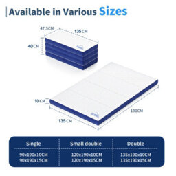 Onemill 6 Inch Foldable Memory Foam Mattress,4 Fold Portable Bed With Washable Cover - thumbnail 8