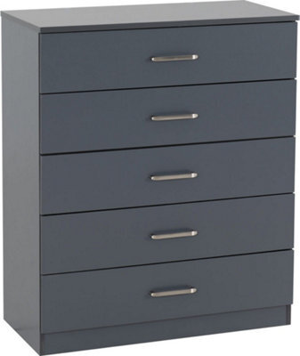 Seconique Dakota 5 Drawer Chest Of Drawers Dark Grey - image 1