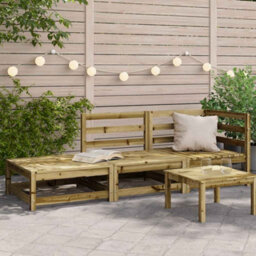 Berkfield Garden Sofa With Footstool 2-Seater Impregnated Wood Pine - thumbnail 1
