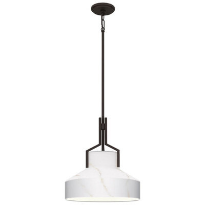 Luminosa Lighting Elstead Quoizel Brecken Dome Pendant Ceiling Light Classic Old Bronze And Cased Opal Glass Shade 2X E27 - image 1