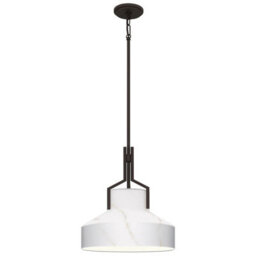 Luminosa Lighting Elstead Quoizel Brecken Dome Pendant Ceiling Light Classic Old Bronze And Cased Opal Glass Shade 2X E27 - thumbnail 1