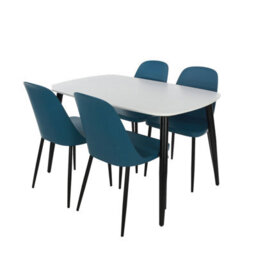 Core Products Aspen White 120Cm Rectangular Dining Table With 4 Blue Plastic Duo Design Chairs - thumbnail 2