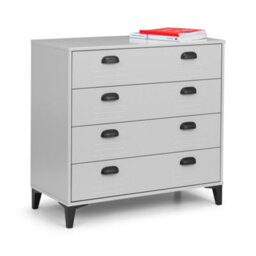 Julian Bowen Lakers Grey 4 Drawer Dresser, Locker Effect, Wood, Horizontal Chest, Height: 80 X Width: 84 X Depth: 40Cm - thumbnail 3