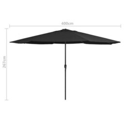 Berkfield Outdoor Parasol With Metal Pole 400 Cm Black - thumbnail 7
