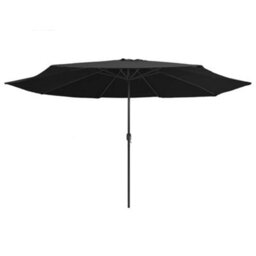 Berkfield Outdoor Parasol With Metal Pole 400 Cm Black - thumbnail 2