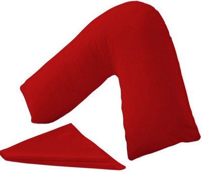 Homes & Linen Orthopaedic V-Shaped Pillow Extra Cushioning Support For Head, Neck & Back (Red, V-Pillow With Cover