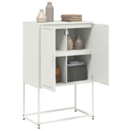 Berkfield Highboard White 68.5X38.5X107 Cm Steel - thumbnail 5