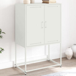 Berkfield Highboard White 68.5X38.5X107 Cm Steel - thumbnail 1