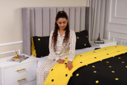 Ameha Printed Duvet Cover Matching Pillowcase 3Piece Set Reversible & Anti Allergic Black & Yellow Dotted Super King (260X220Cm) - thumbnail 9