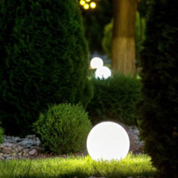 Beliani 38Cm Outdoor Led Ball Lamp White Ip67 Waterproof Rechargeable With Remote Control - thumbnail 1