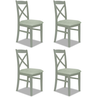Statement Furniture Florence Crossback Upholstered Seat Chairs Set Of 4 - Sage Green - image 1
