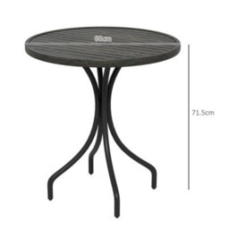 Wyld Haus Nari 66Cm Galvanised Steel Grey Wood-Grain Round Garden Table - Slatted Design - 71.5Cm High - thumbnail 4
