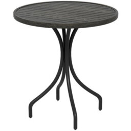 Wyld Haus Nari 66Cm Galvanised Steel Grey Wood-Grain Round Garden Table - Slatted Design - 71.5Cm High - thumbnail 2