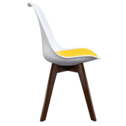 Fusion Living Soho White & Yellow Plastic Dining Chair With Squared Dark Wood Legs - thumbnail 6