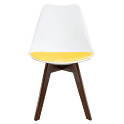 Fusion Living Soho White & Yellow Plastic Dining Chair With Squared Dark Wood Legs - thumbnail 7
