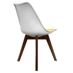 Fusion Living Soho White & Yellow Plastic Dining Chair With Squared Dark Wood Legs - thumbnail 5