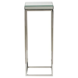 Pacific Lifestyle Tall Mirrored Glass Square Side Table With Silver Metal Frame, Slim 77Cm, Elysee - thumbnail 7