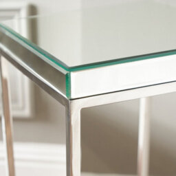 Pacific Lifestyle Tall Mirrored Glass Square Side Table With Silver Metal Frame, Slim 77Cm, Elysee - thumbnail 6