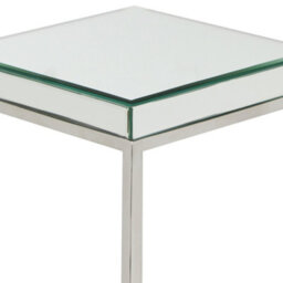 Pacific Lifestyle Tall Mirrored Glass Square Side Table With Silver Metal Frame, Slim 77Cm, Elysee - thumbnail 9