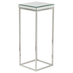 Pacific Lifestyle Tall Mirrored Glass Square Side Table With Silver Metal Frame, Slim 77Cm, Elysee - thumbnail 8