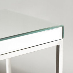 Pacific Lifestyle Tall Mirrored Glass Square Side Table With Silver Metal Frame, Slim 77Cm, Elysee - thumbnail 3