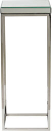 Pacific Lifestyle Tall Mirrored Glass Square Side Table With Silver Metal Frame, Slim 77Cm, Elysee - thumbnail 2