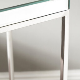 Pacific Lifestyle Tall Mirrored Glass Square Side Table With Silver Metal Frame, Slim 77Cm, Elysee - thumbnail 4