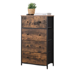 FURNOLD Industrial Rustic Brown Chest With 5 Fabric Drawers - thumbnail 7