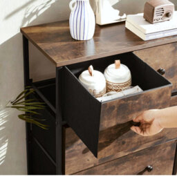 FURNOLD Industrial Rustic Brown Chest With 5 Fabric Drawers - thumbnail 6
