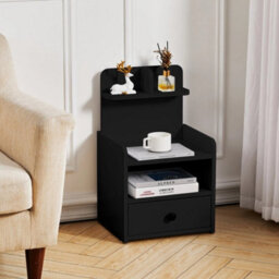 Bedside Nightstand Office Side Table Bedroom Furniture Small Space Drawer Shelf - thumbnail 6