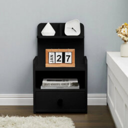 Bedside Nightstand Office Side Table Bedroom Furniture Small Space Drawer Shelf - thumbnail 1