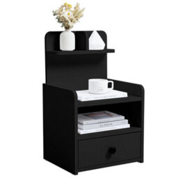Bedside Nightstand Office Side Table Bedroom Furniture Small Space Drawer Shelf - thumbnail 3
