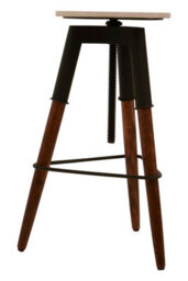 Orsina Stylish 3 Leg Bar Stool With Wood Top, Counter Seat With Triangular Footrest, Functional Wooden Tall Stool - thumbnail 4