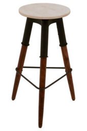 Orsina Stylish 3 Leg Bar Stool With Wood Top, Counter Seat With Triangular Footrest, Functional Wooden Tall Stool - thumbnail 3
