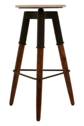 Orsina Stylish 3 Leg Bar Stool With Wood Top, Counter Seat With Triangular Footrest, Functional Wooden Tall Stool - thumbnail 2