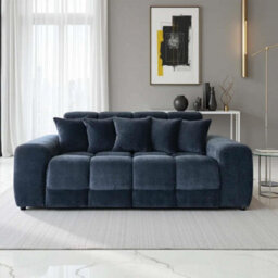 Furnishings For Less UK Jenson Black Plush Velvet 3 + 2 Seater Sofa Set With Deep Seats - thumbnail 7