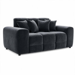 Furnishings For Less UK Jenson Black Plush Velvet 3 + 2 Seater Sofa Set With Deep Seats - thumbnail 4