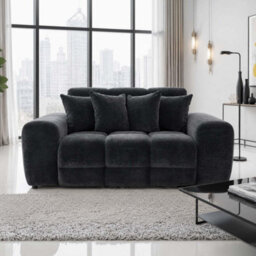 Furnishings For Less UK Jenson Black Plush Velvet 3 + 2 Seater Sofa Set With Deep Seats - thumbnail 3