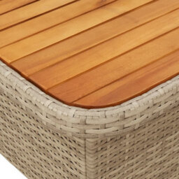 Walplus Garden Table Beige 110X110X71 Cm Poly Rattan And Acacia Wood - thumbnail 9