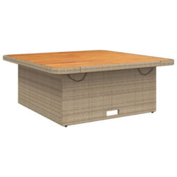 Walplus Garden Table Beige 110X110X71 Cm Poly Rattan And Acacia Wood - thumbnail 7