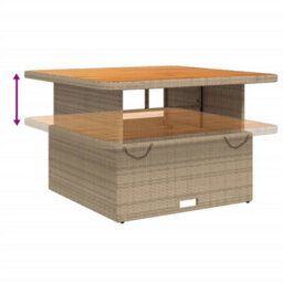 Walplus Garden Table Beige 110X110X71 Cm Poly Rattan And Acacia Wood - thumbnail 4