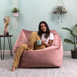 icon Natalia Velvet Adults Bean Bag Armchair, Ready Filled Large Beanbag Dusk Pink - thumbnail 2
