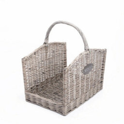 Medium Grey Washed Wicker Fireside Heavy Duty Log Basket - thumbnail 5