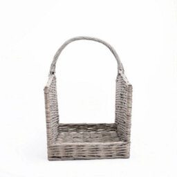 Medium Grey Washed Wicker Fireside Heavy Duty Log Basket - thumbnail 4
