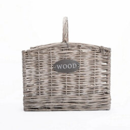 Medium Grey Washed Wicker Fireside Heavy Duty Log Basket - thumbnail 1