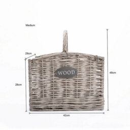 Medium Grey Washed Wicker Fireside Heavy Duty Log Basket - thumbnail 2