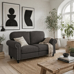 Wyld Haus Mile Dira Dark Brown 2-Seater Mid-Century Sofa With Pocket Springs And Beech Legs - thumbnail 1